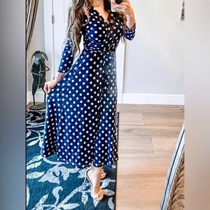 Small polka dot navy blue dress